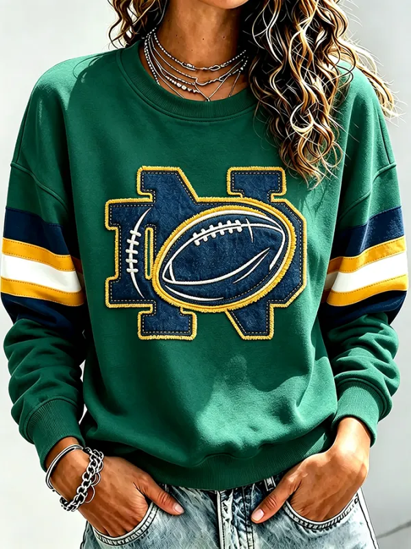 Women'S Retro Rugby Round Neck Sports Shirt