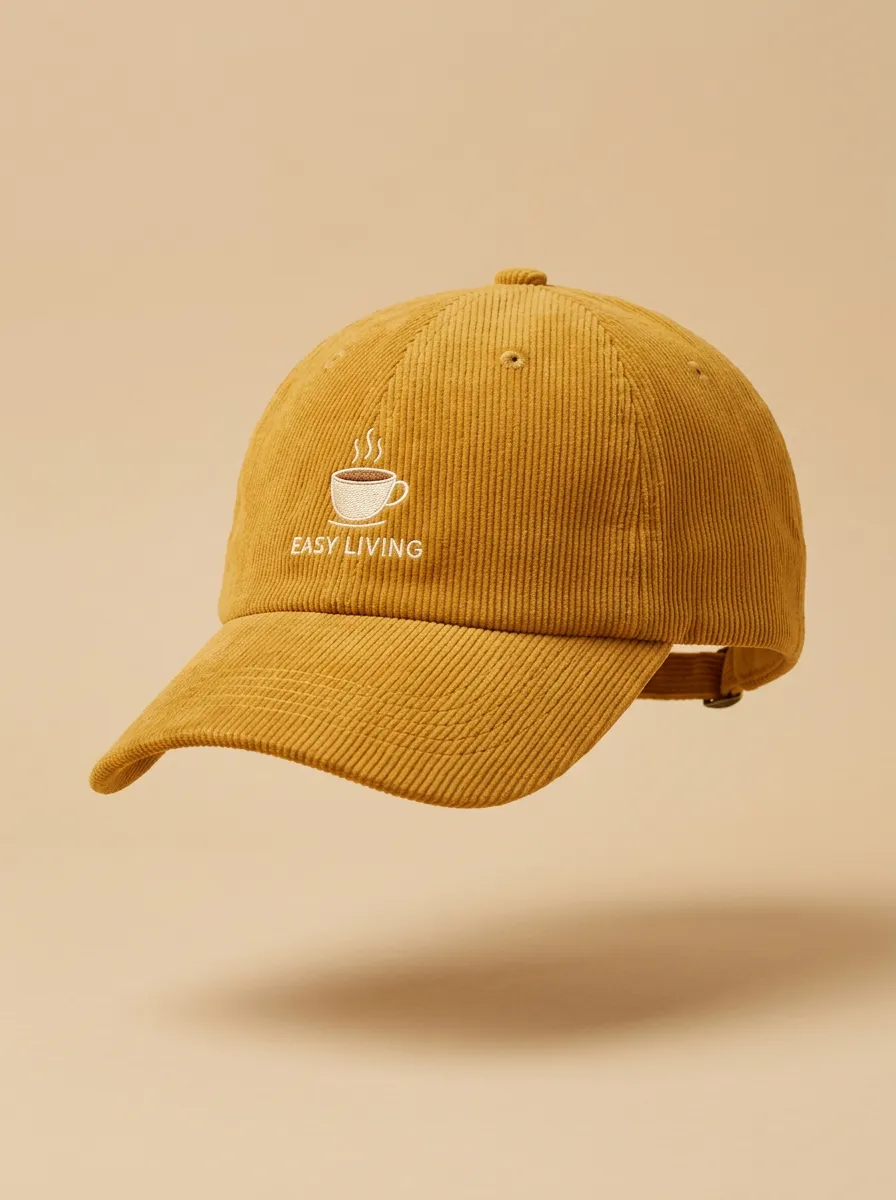 Coffee-Lover Corduroy Embroidered Unisex Baseball Cap