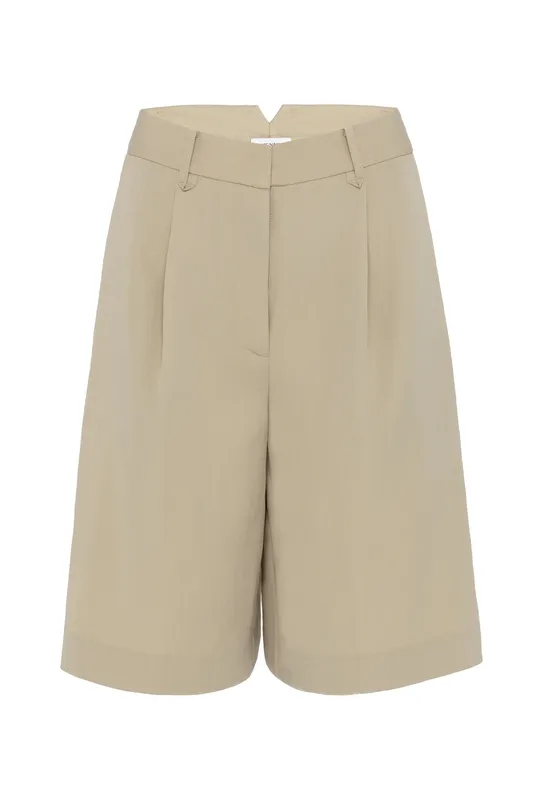 Ochre Pleated Bermuda Shorts