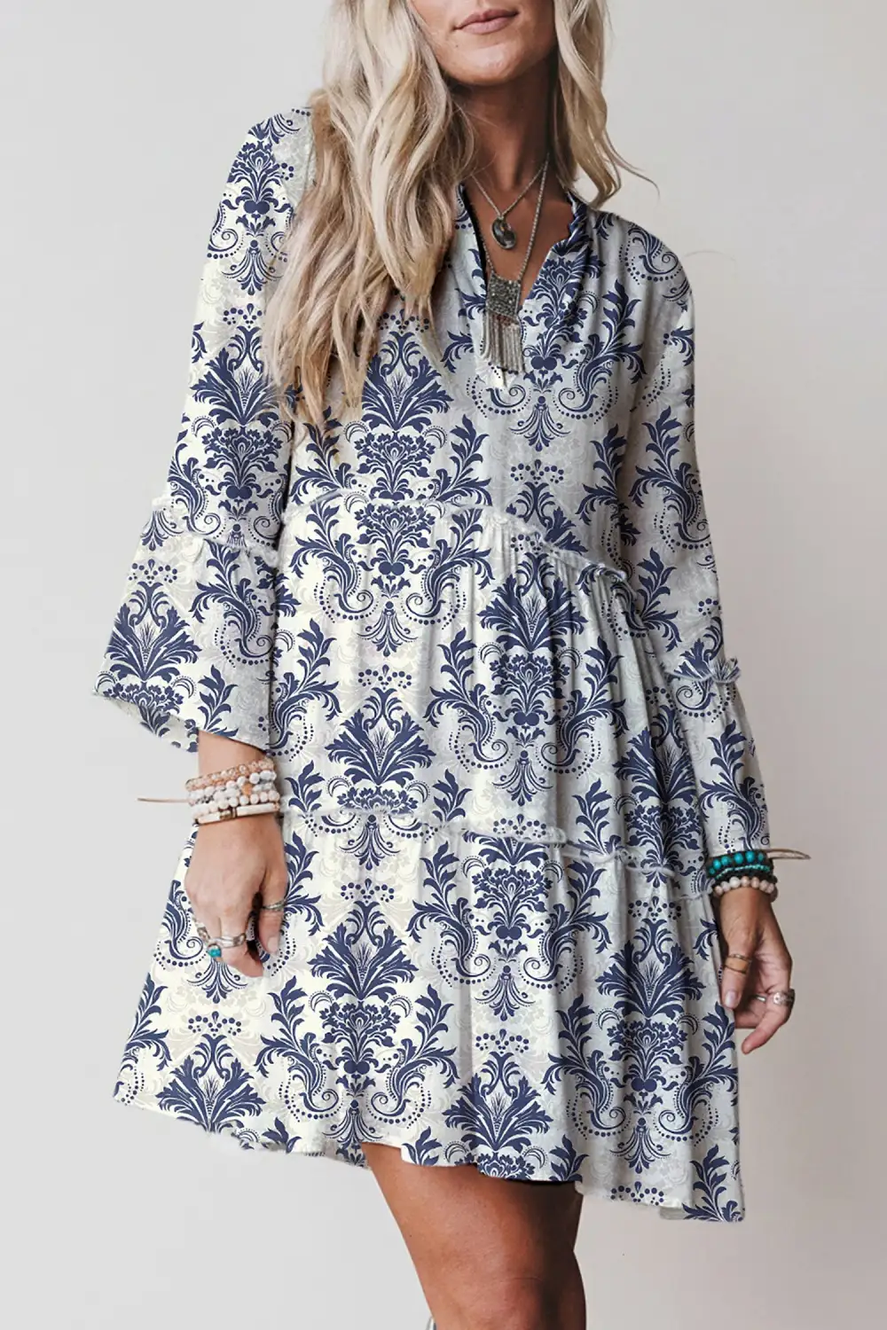 Balanced Detail Floral Printed Mini Dress