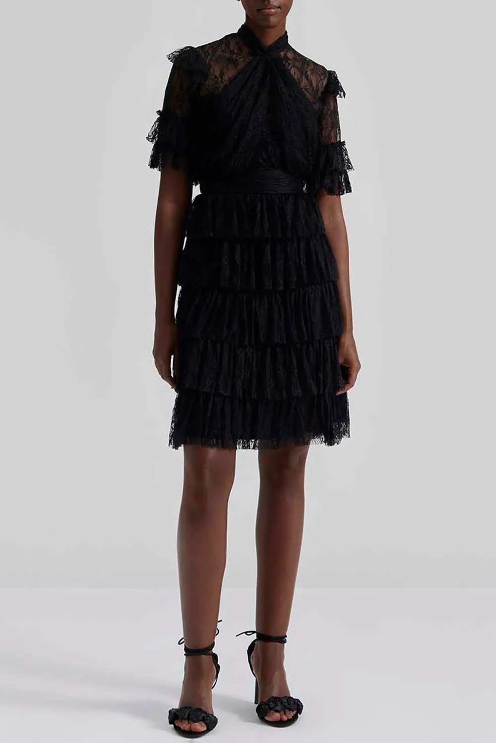 Ruffled Lace Mini Dress