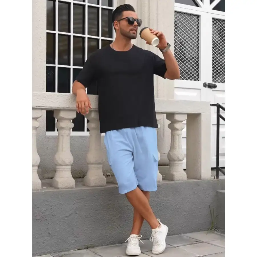 Men's Full Size Drawstring Shorts with Cargo Pockets Plus Size