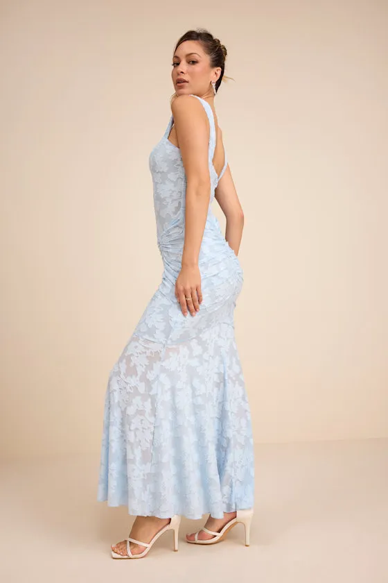 Celeste Yellow Floral Burnout Bustier Maxi Dress