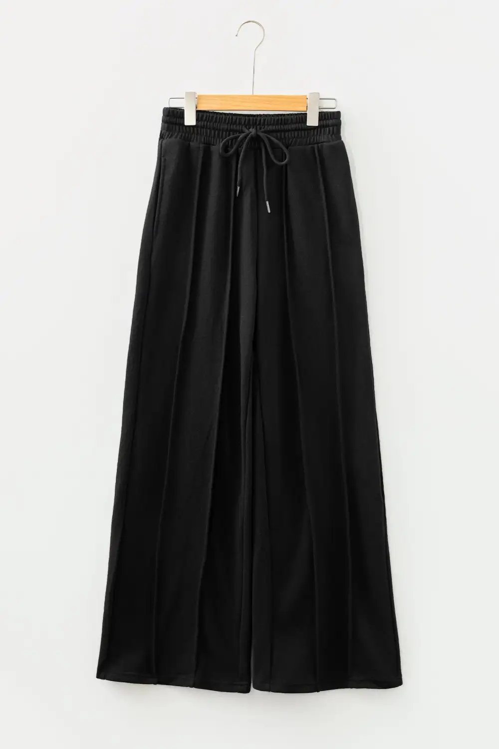 High-Waist Wide-Leg Drawstring Seamed Sweatpants