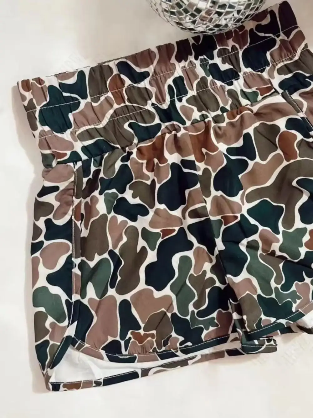 Camo Print Elastic Waist Shorts