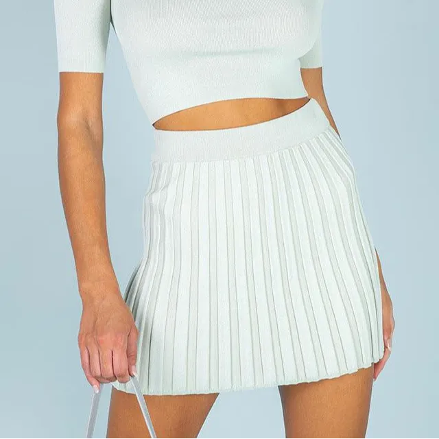Pleated A-Line Mini Skirt