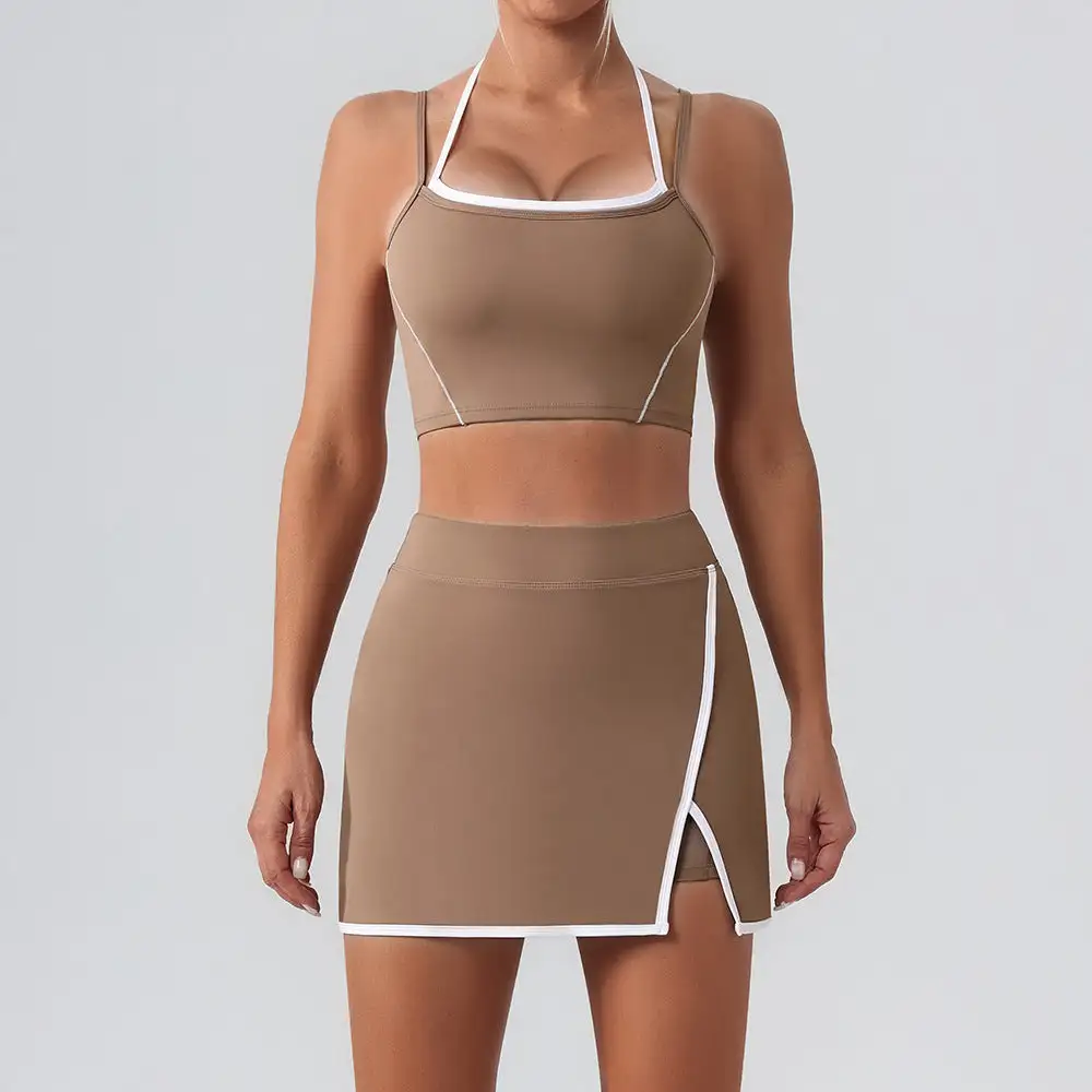 Contrast-Trim Backless Top and Shorts Active Set