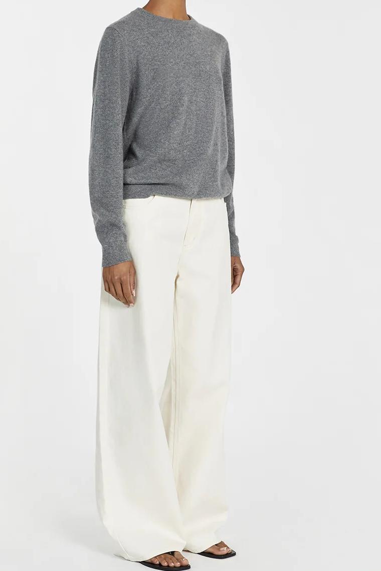 GREY CASHMERE KNIT JUMPER