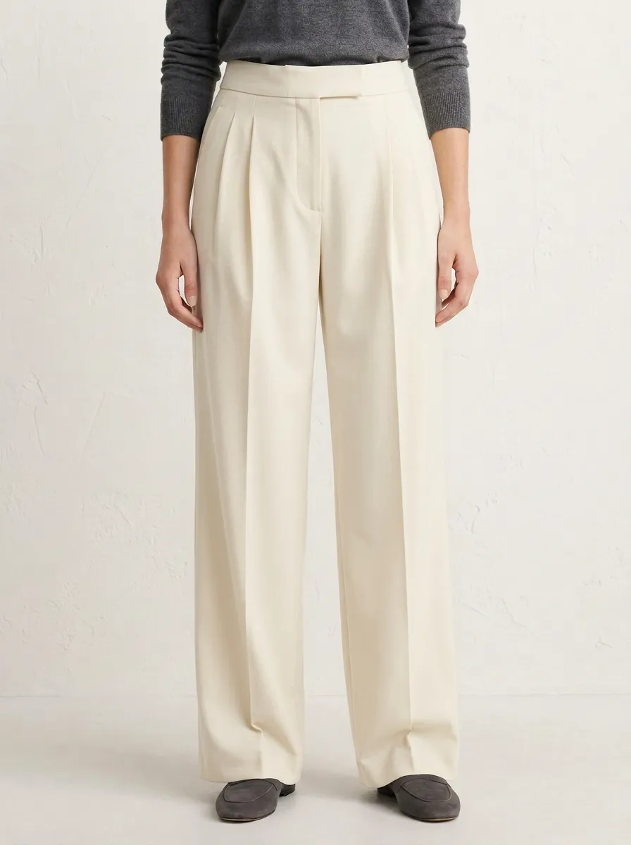 Pleated Wide-Leg Trousers