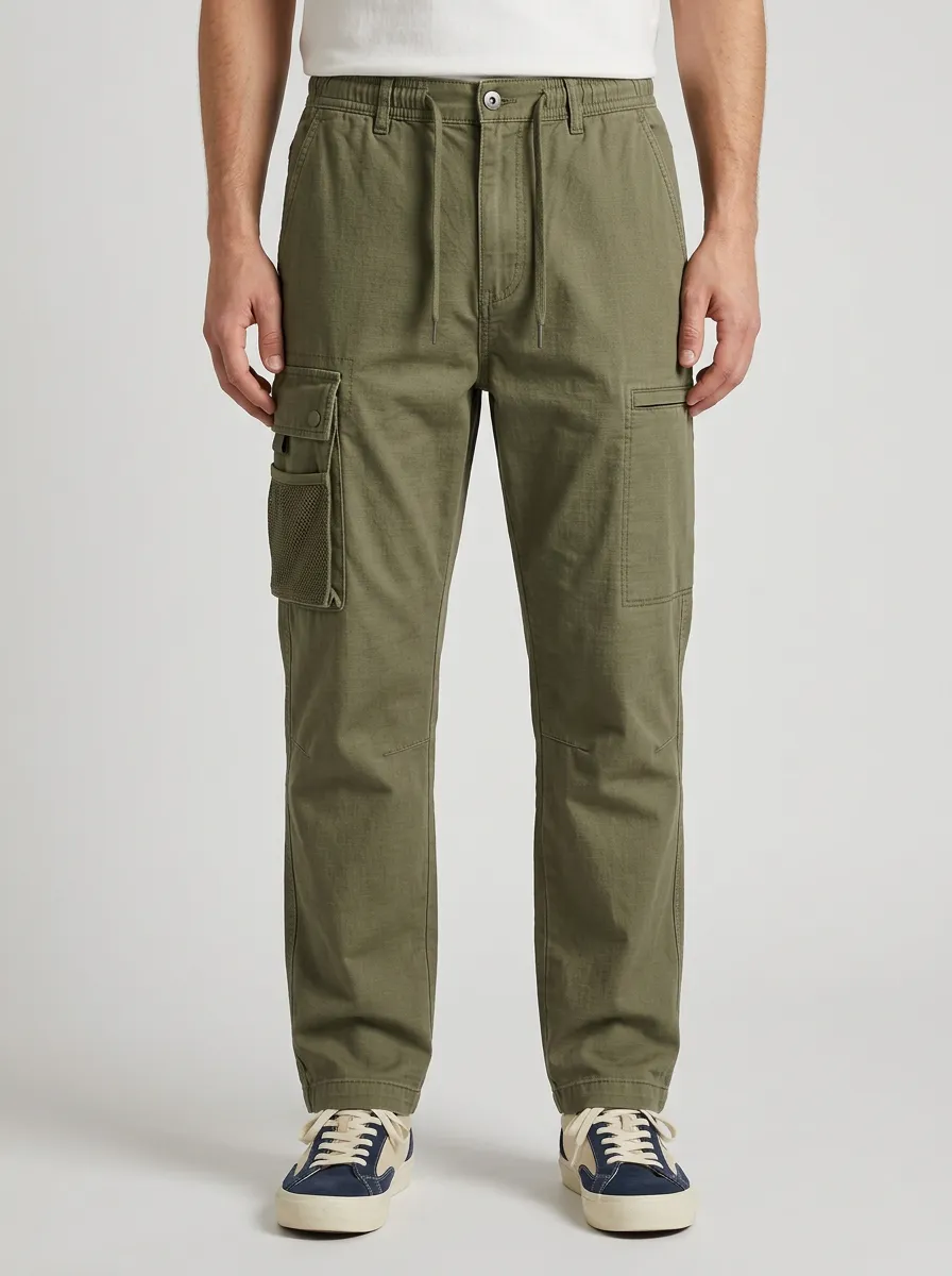 Men's Casual Outdoor Olive Green Multi-Pocket Cargo Pants