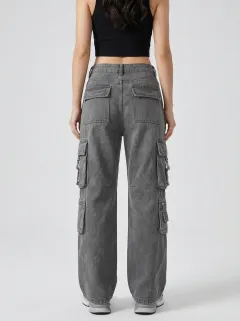 Outdoor-Inspired Multi Pocket Washed Finish Utility Look Women's Multi Pocket Cargo Pants