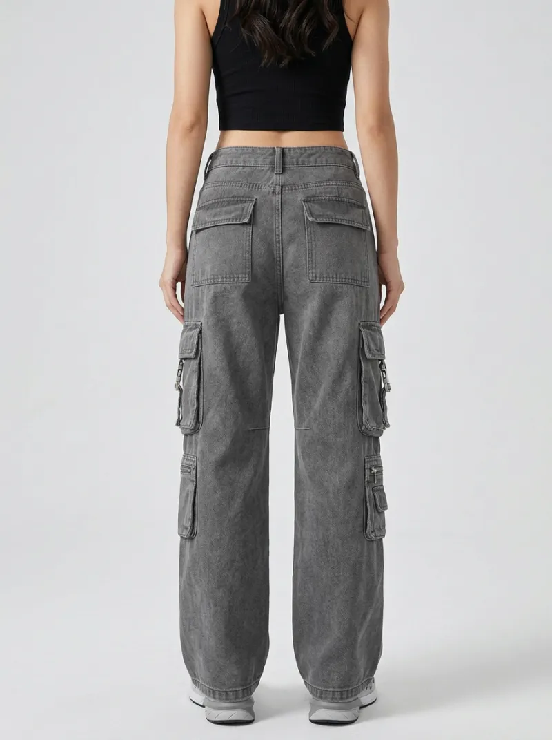 Outdoor-Inspired Multi Pocket Washed Finish Utility Look Women's Multi Pocket Cargo Pants