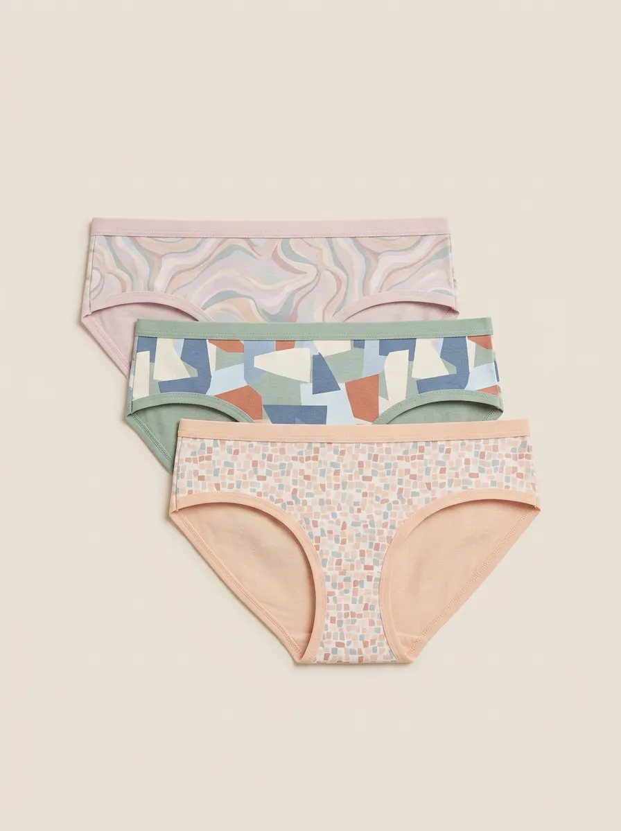 Women's Abstract Geometric Pattern Print 3-Pack Briefs