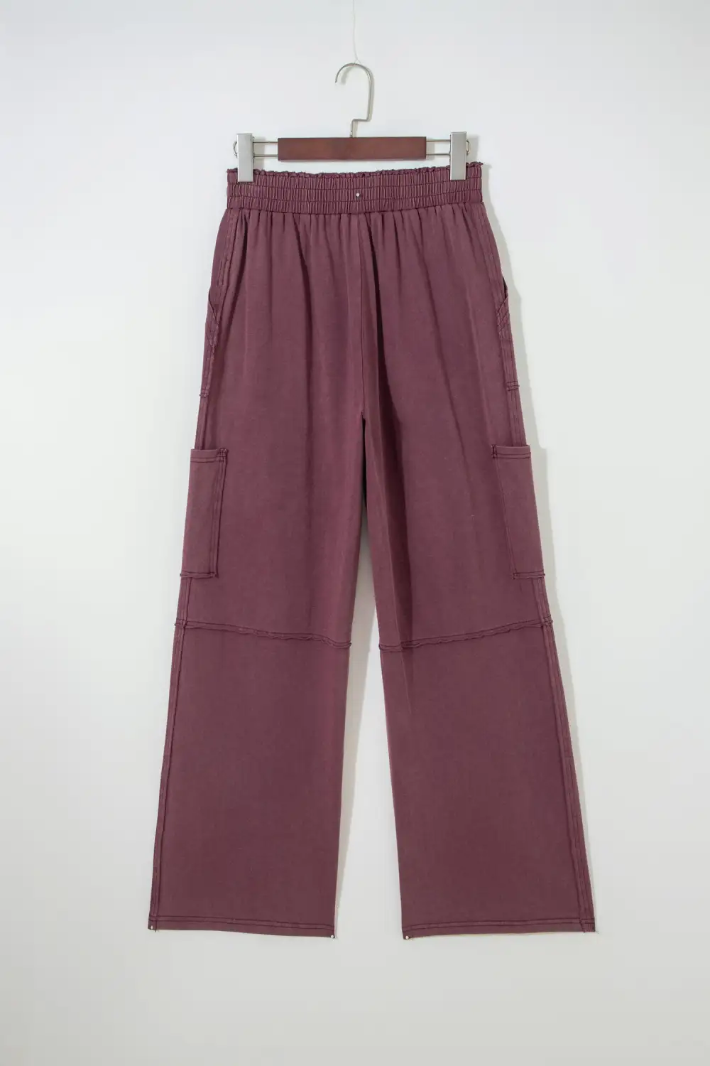 Pocketed Cargo-Detail Utility Mineral-Wash Sweatpants