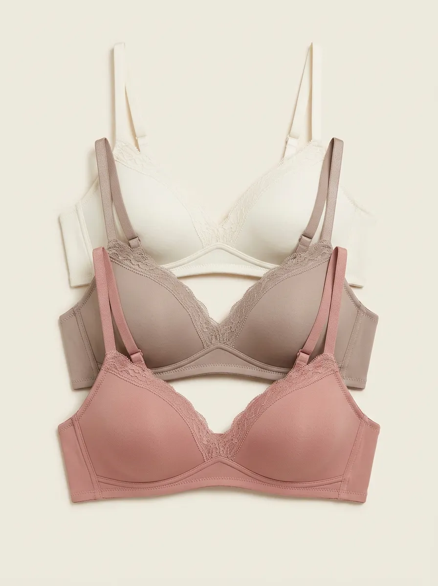Versatile Lace-Trim Women's Three-Piece Bra Set