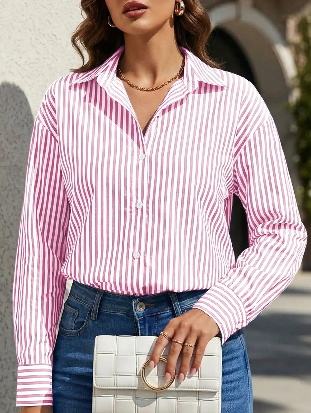 Striped Shirt with Pockets Blouse