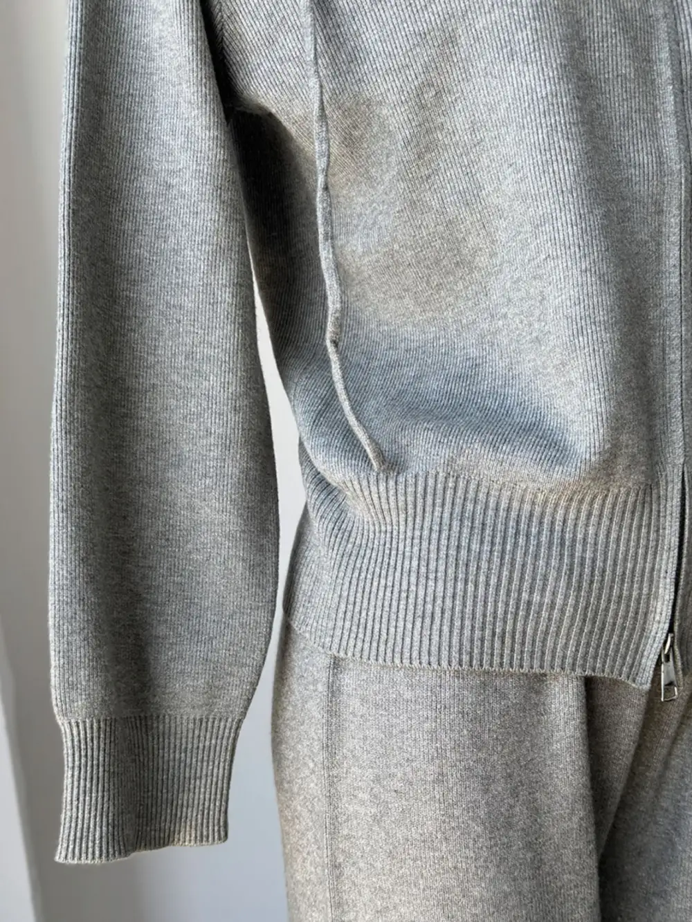 Zip Up Cardigan and Drawstring Wide Leg Pants Knit Set