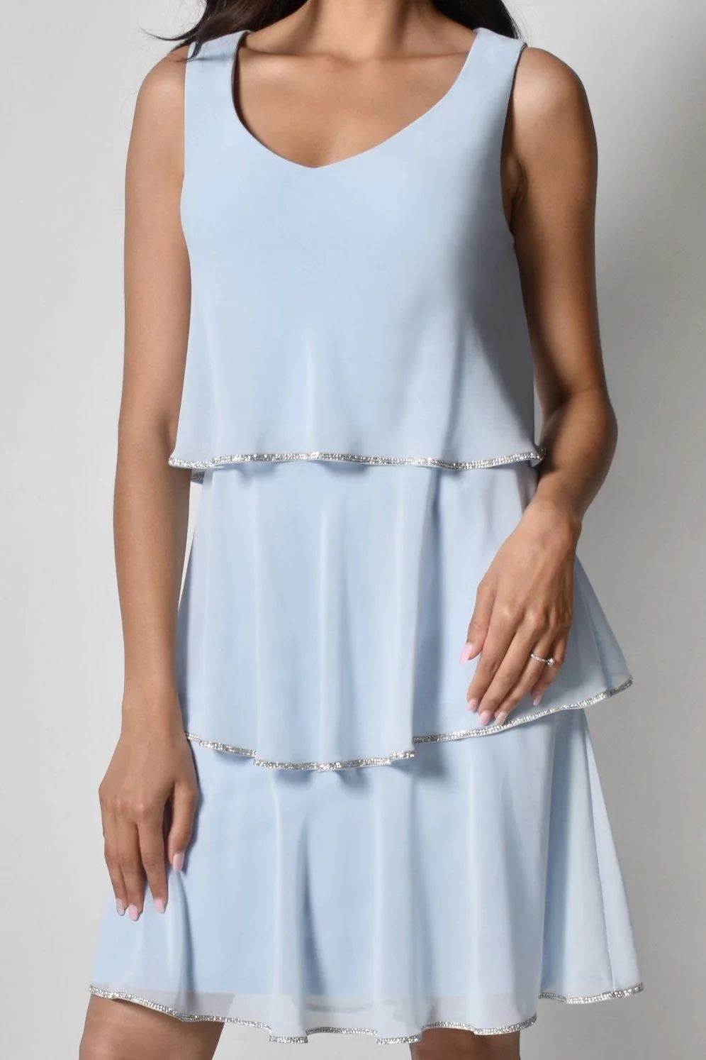 Light Blue Layered Sleeveless Dress