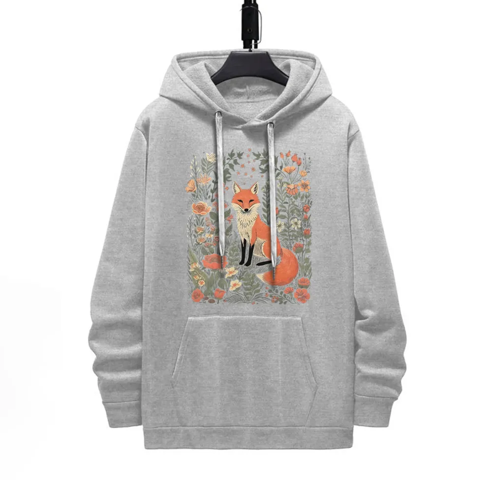 Fox Pattern Printed Hoodie