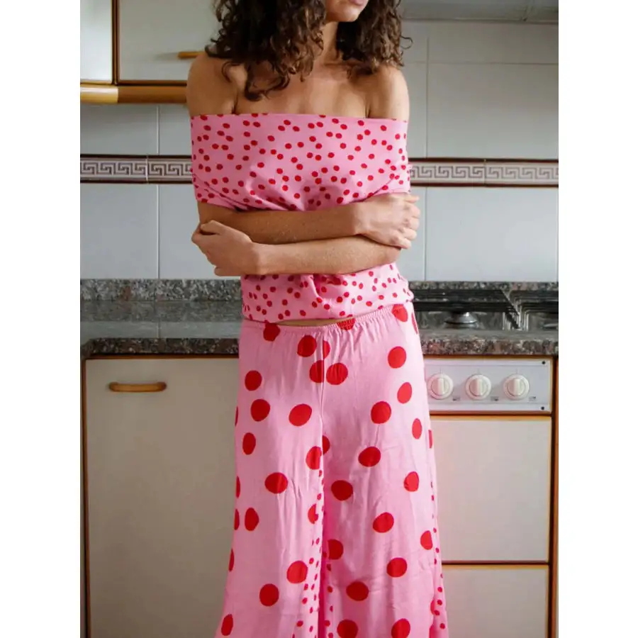Polka Dot Top and Maxi Skirt Set