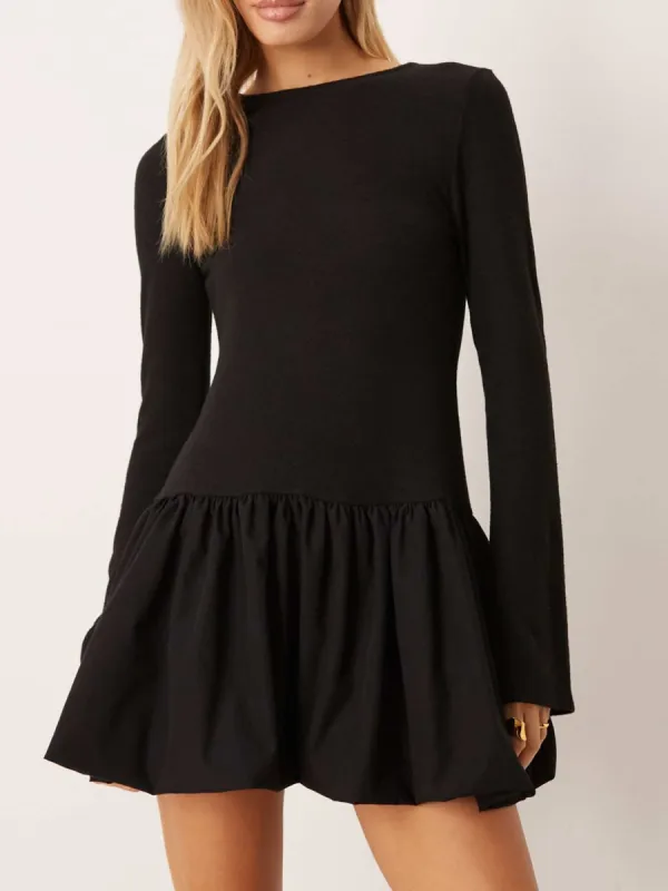 Fitted Ruffled Hem Mini Dress