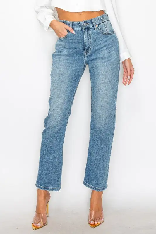 Entryway High Rise Straight Leg Cropped Denim Jeans