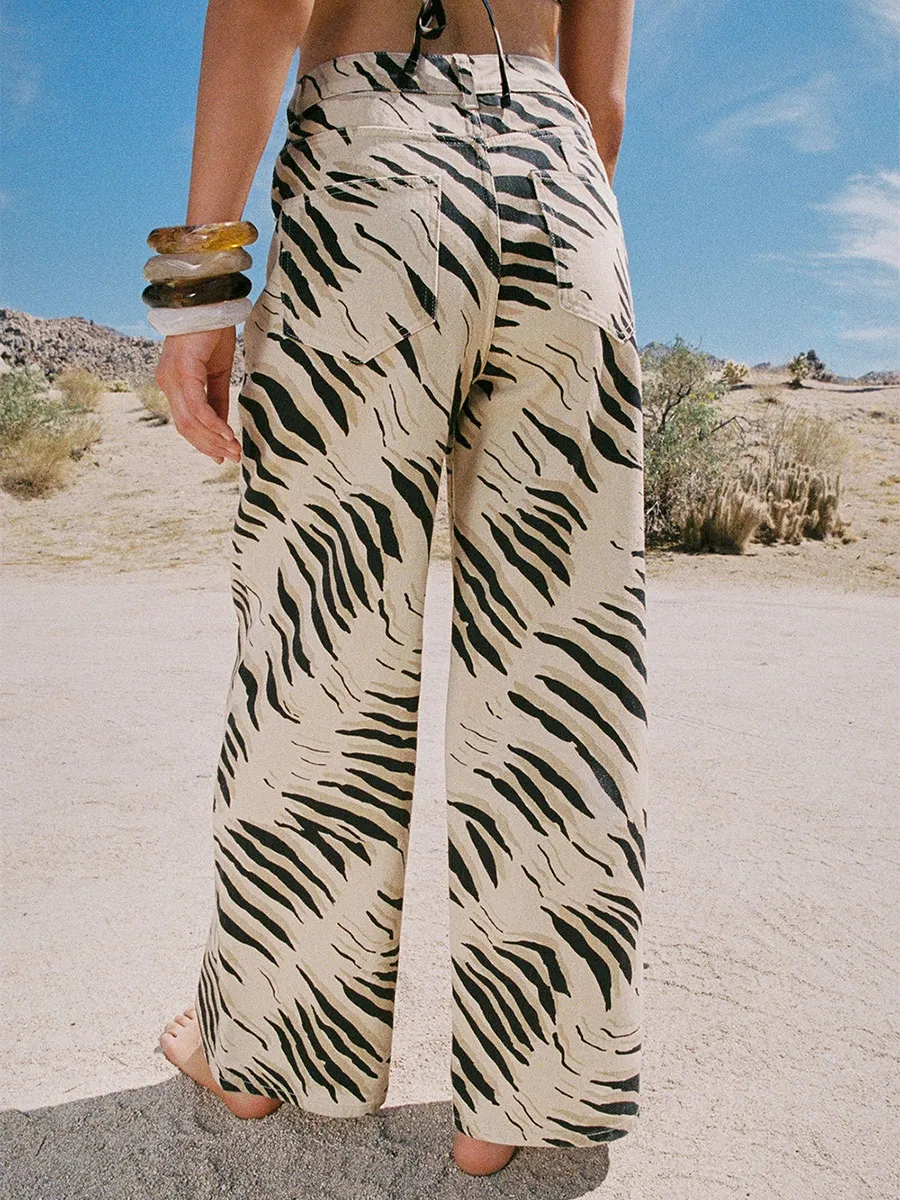Women's Animal-Print Wide-Leg Trousers
