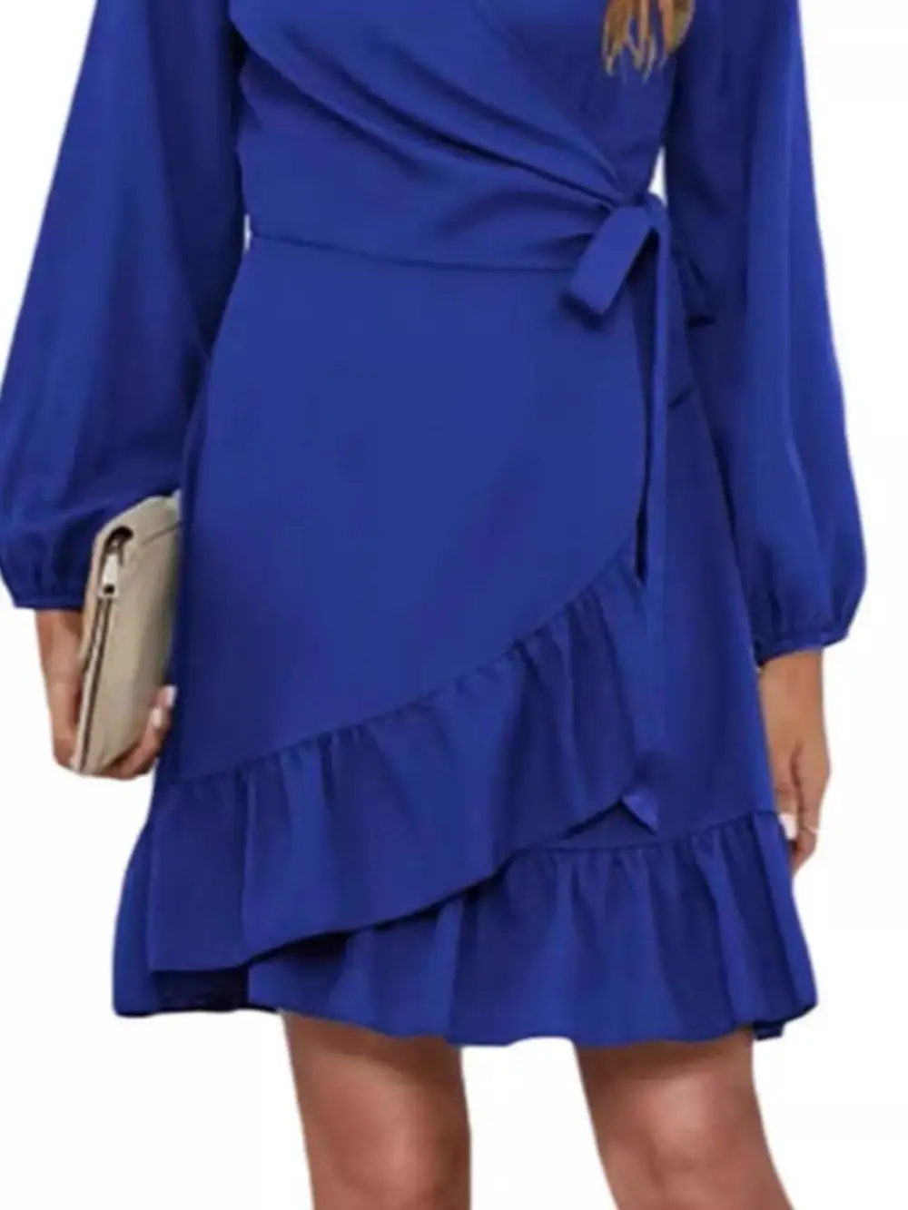 Ruffle Wrap Long Sleeve Dress Casual