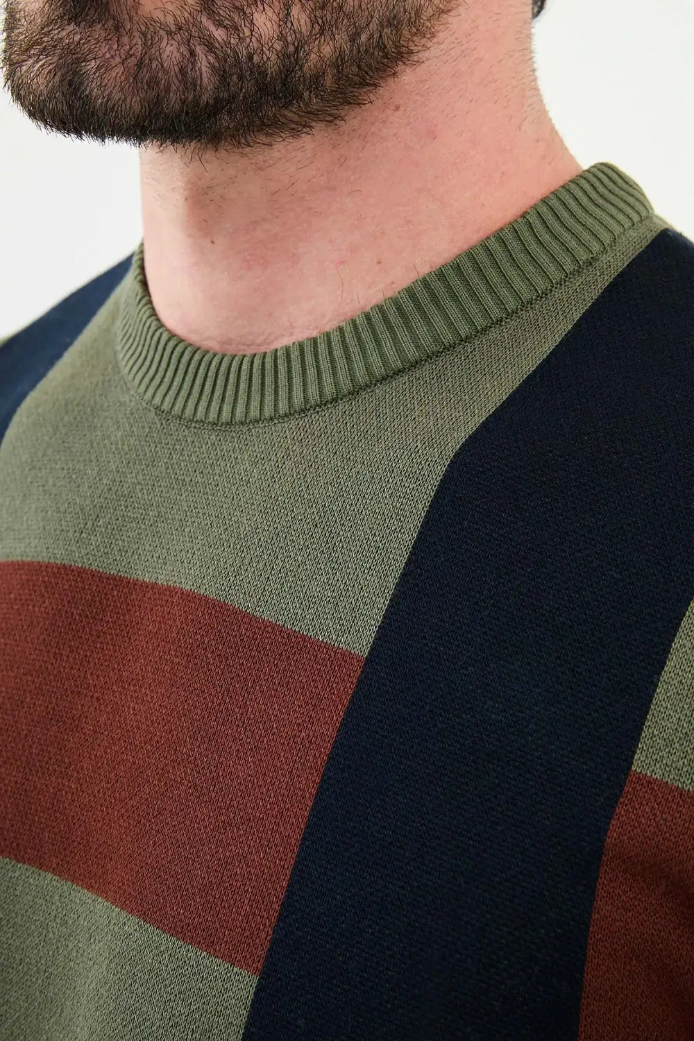 Casual Patterned Crew Neck Knit Sweater