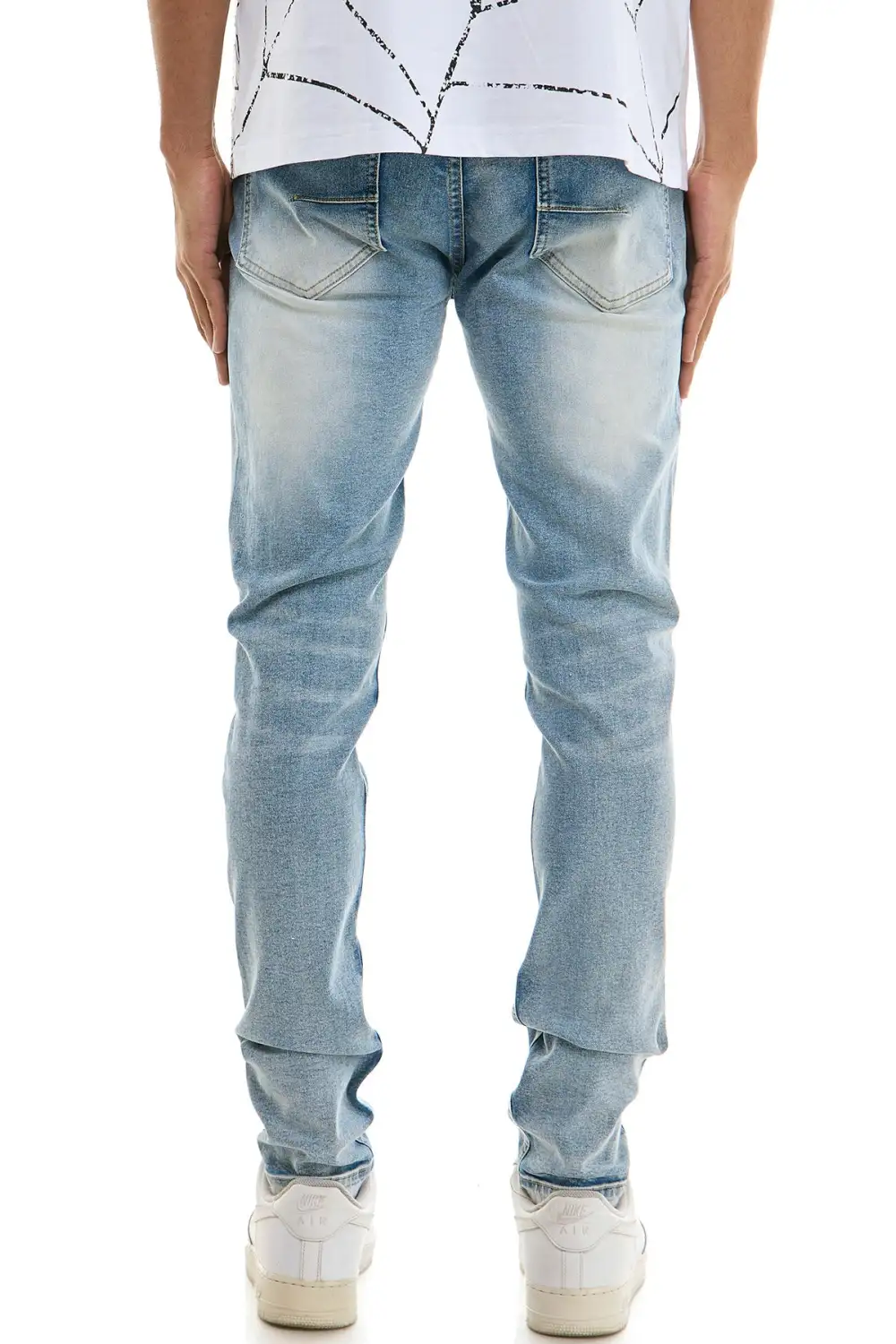 Men's Skinny Distressed Zip Detail Jeans