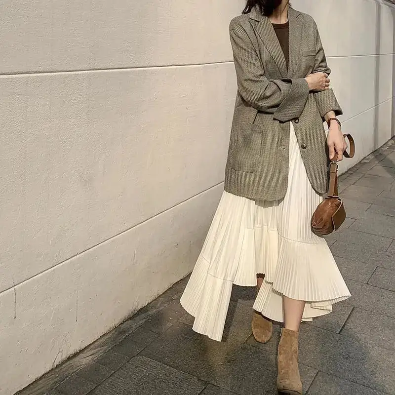 Pleated A-Line Ruffled Skirt