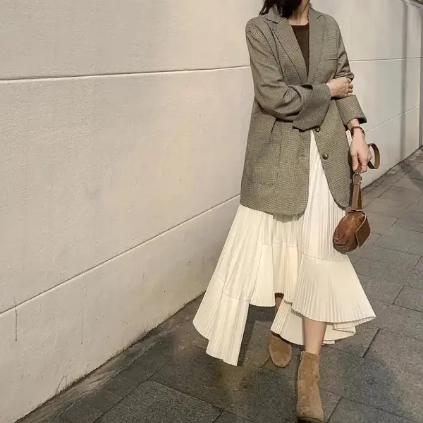 Pleated A-Line Ruffled Skirt