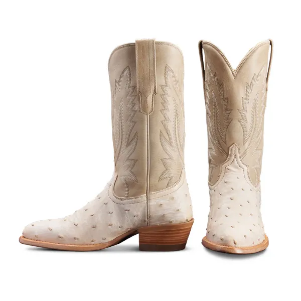 Faux-Leather Embroidered Block-Heel Platform Mid-Calf Boots