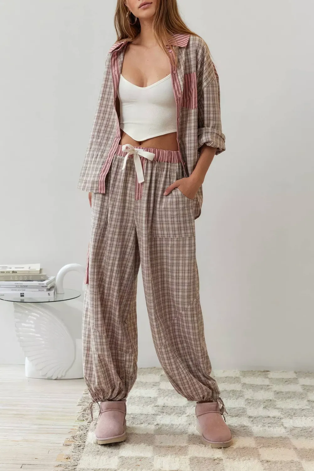 Plaid Patchwork Pajama Set