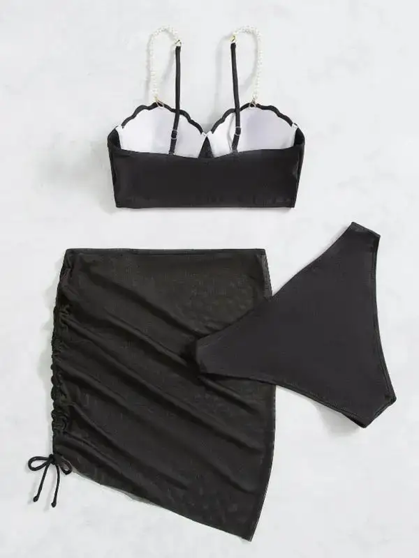 Clean Shell Shape Layered Bikini Swim Set