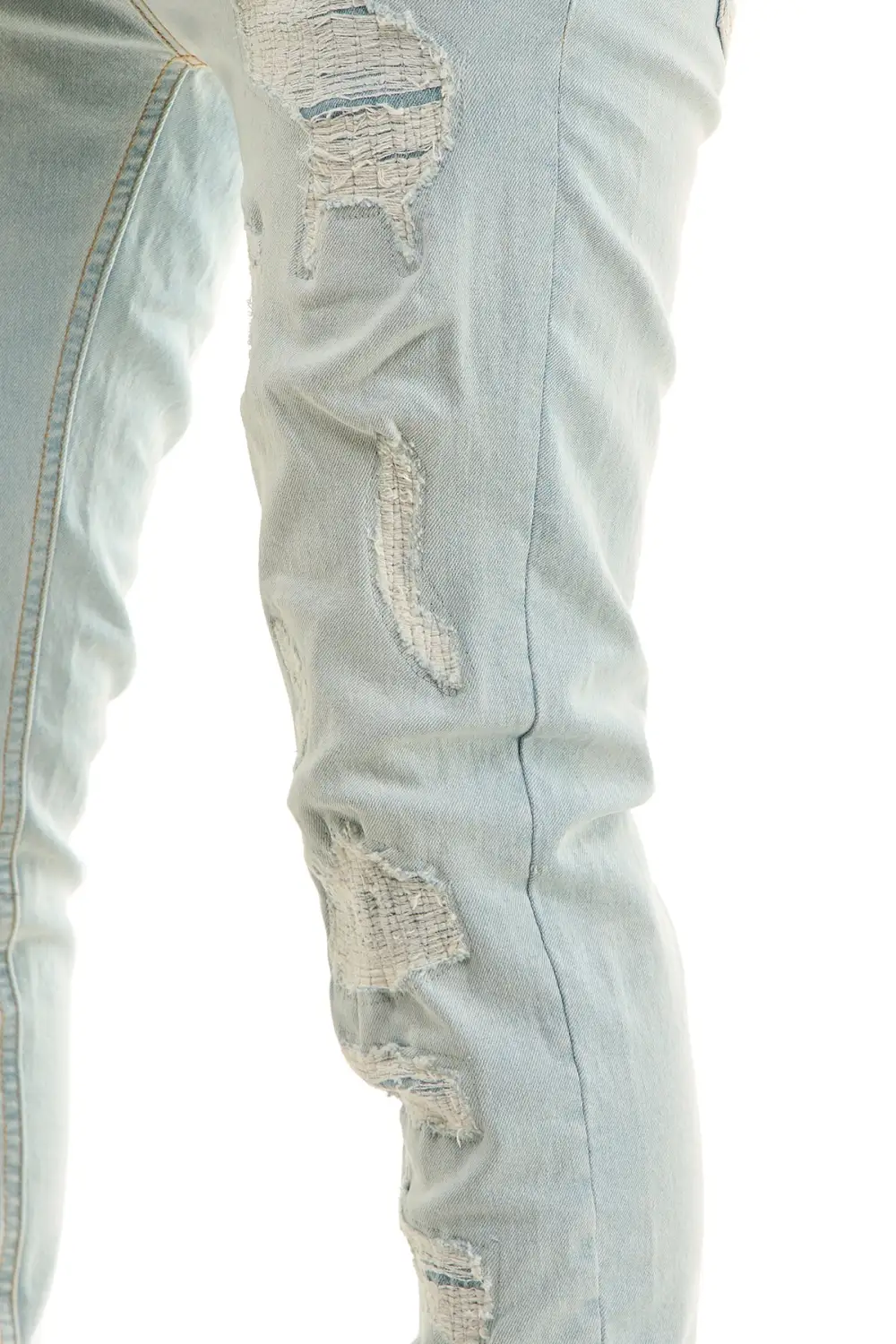 Men's Streetwear Skinny Distressed Zip Detail Jeans