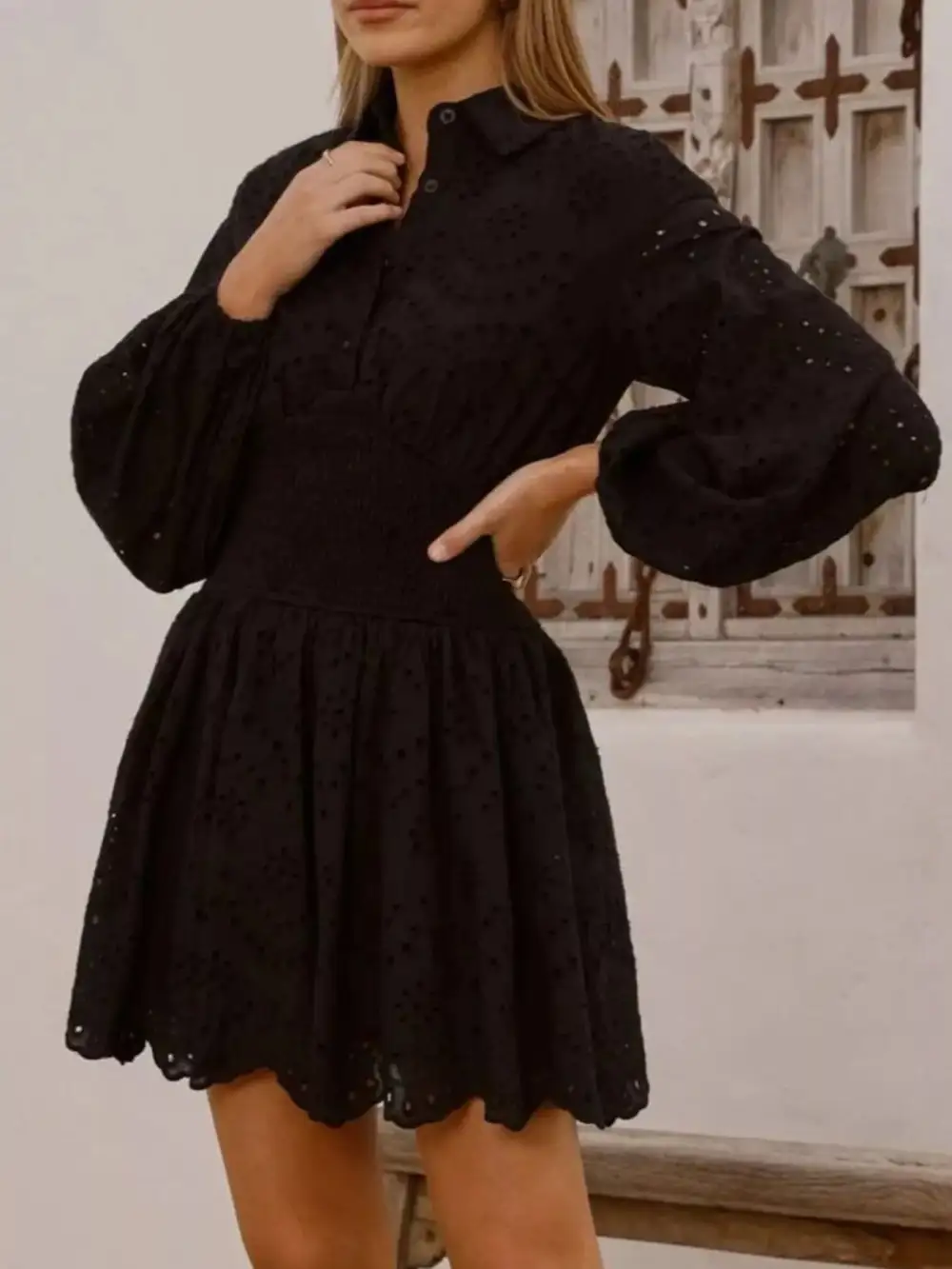 Eyelet Mini Dress