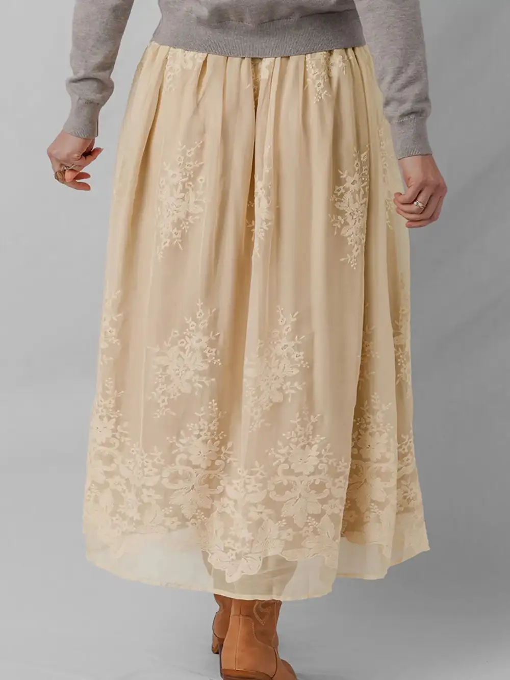 Textured Lace Mesh Skirt