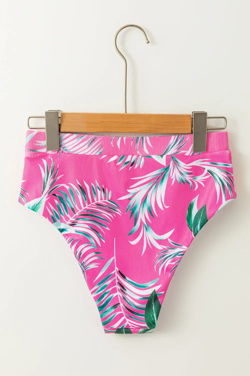 Tropical Print Textured Bottoms Bikini Bottom Pants