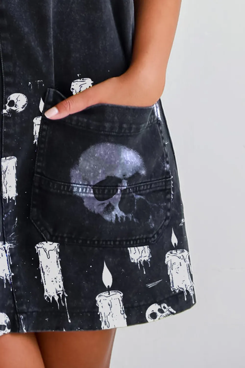 Black Denim Overall Mini Dress