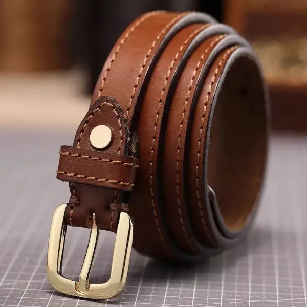 Clean Classic Leather Belt with Buckle