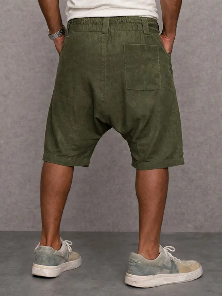 Men's Casual Cotton Drop Crotch Harem Shorts
