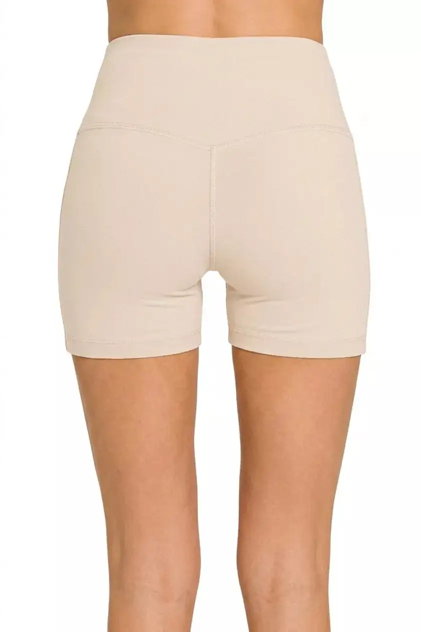 Brushed Microfiber Wide Waistband Biker Shorts