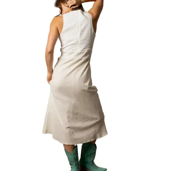 Embroidered Sleeveless Casual Dress