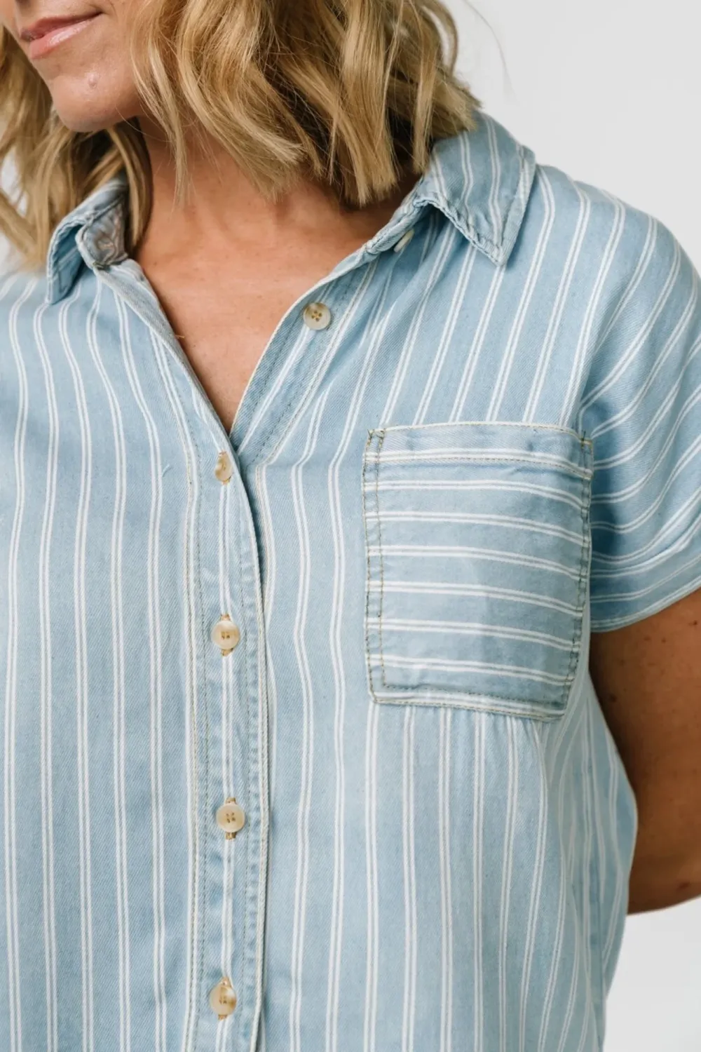 Denim Blue Commuting Versatile Button Shirt