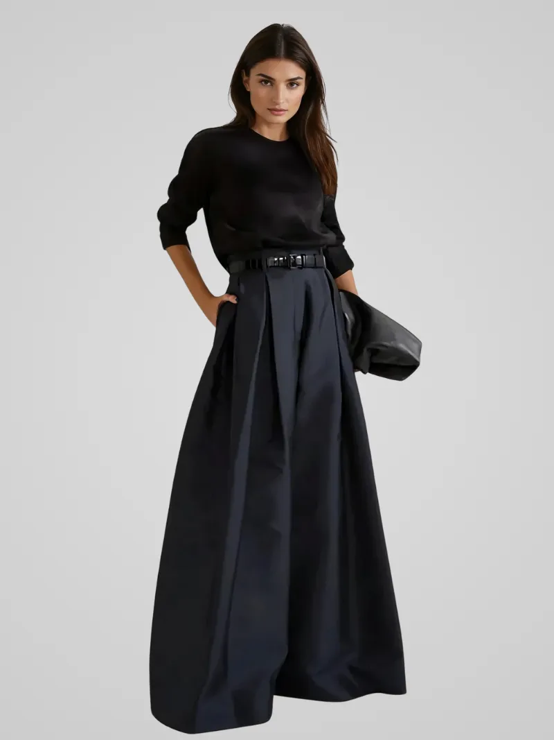 Clean Line High Waist Wide Leg Maxi Skirt