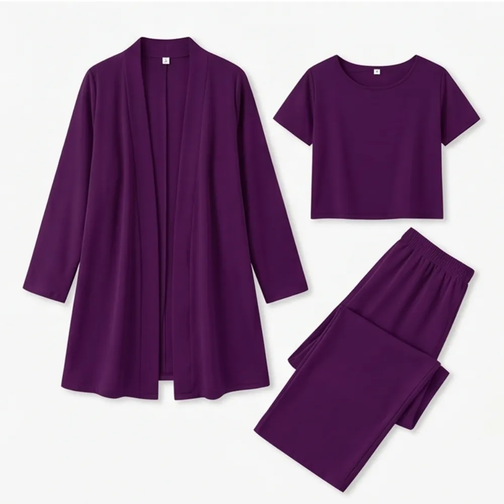 Drape Cardigan Three Piece Set