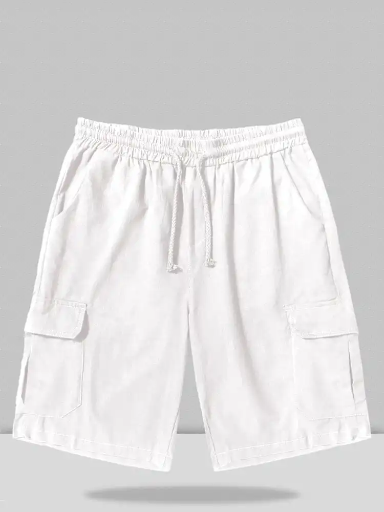 Men's Linen Style Pants Pockets Shorts