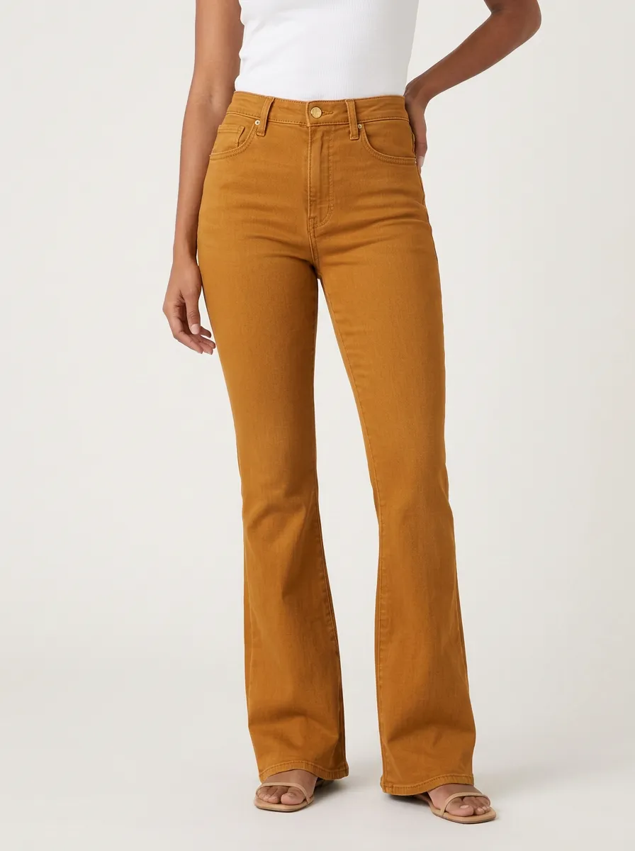 Women's Vintage Wash High-Rise Flare Print Jeans
