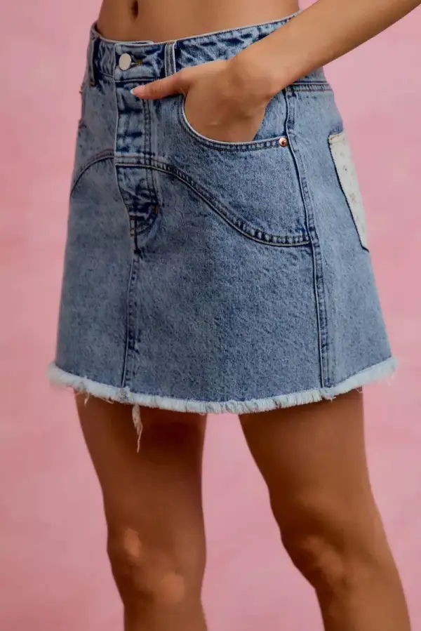 Simple Denim Cotton Blend Silhouette Skirt